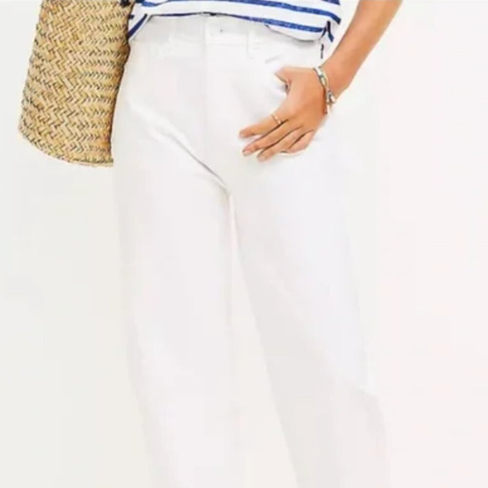 LOFT Women's White Barrel Jeans